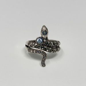 Snake ring sterling silver 925 for women with small zirconia